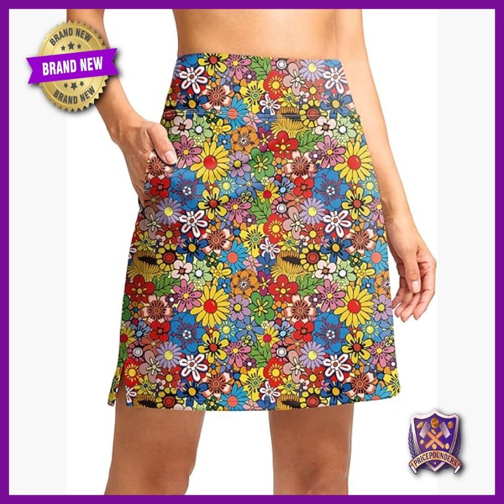 High Waisted 18" Skort with Pockets for Golf Tennis Active Wear